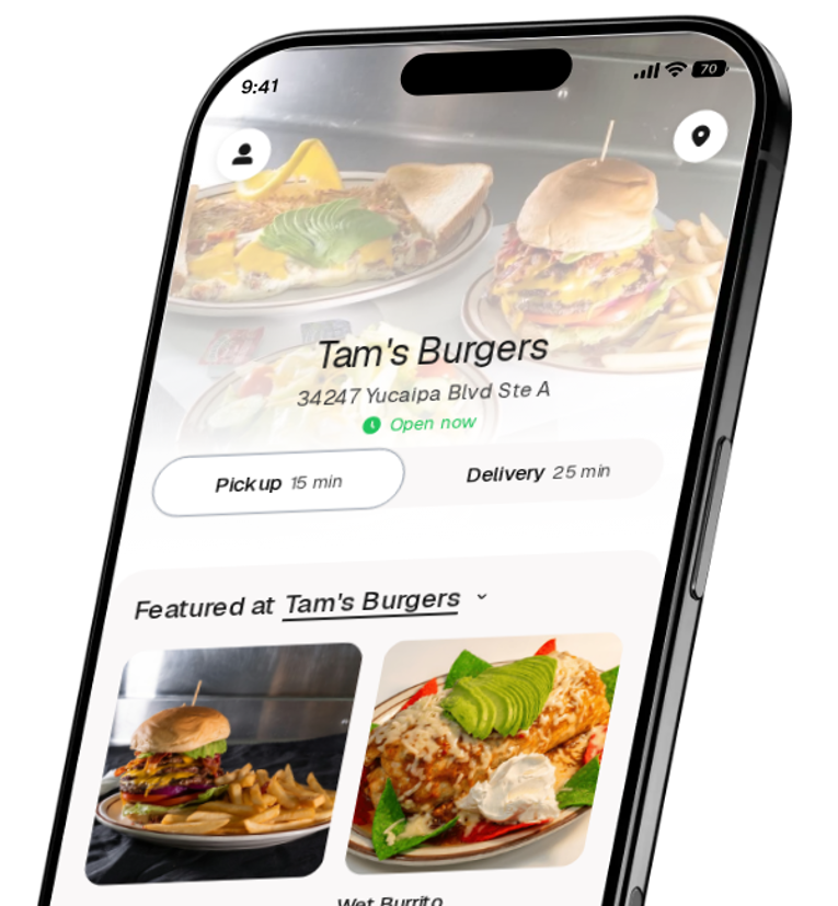 Tam's Burgers app preview