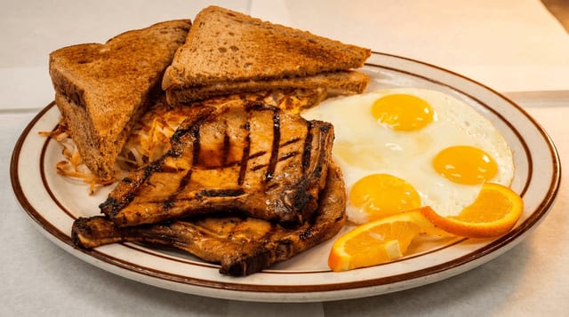 Pork Chops Breakfast Plate.